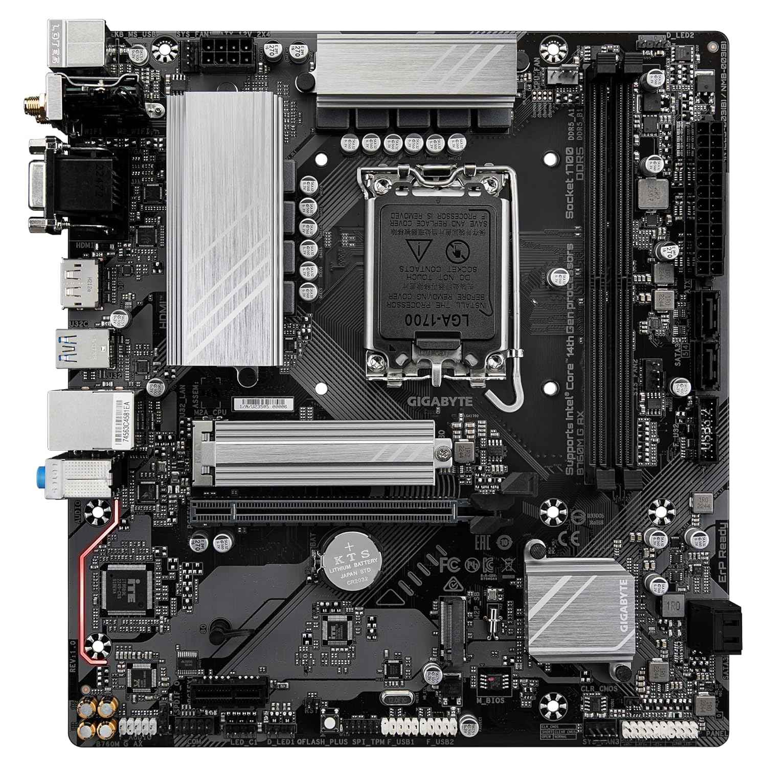 GIGABYTE B760M G AX DDR5 Wi-Fi6 Motherboard, 2 RAM Slots, Gen4 Supported, 4 Sata Ports, HDMI, Display Port, Vga