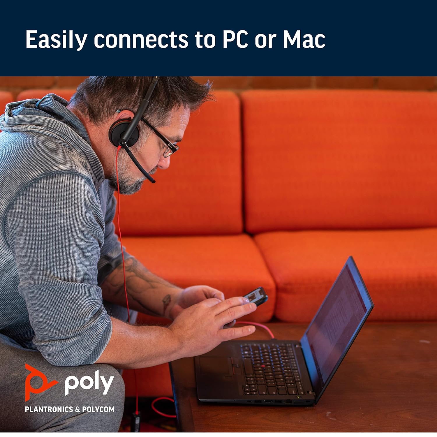 Poly Plantronics - Blackwire 3220 Wired Headphones On Ear Headphones with Mic (Black)