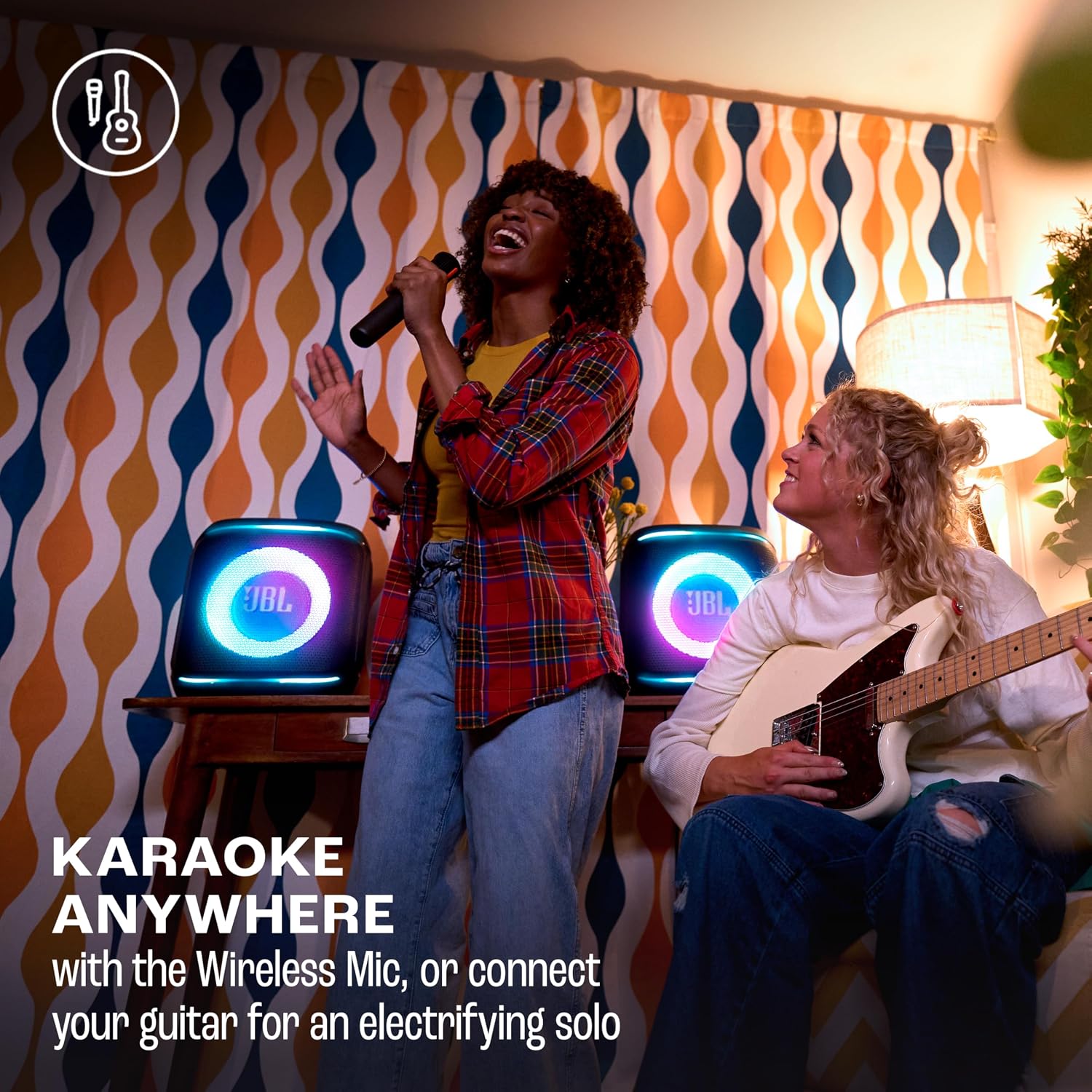 JBL Partybox Encore 2 with Mic, Wireless Bluetooth Party Speaker, AI Sound Boost, Dynamic Light Show, Upto 15Hrs Playtime, Replaceable Battery, Multi-Speaker Connection by Auracast, PartyBox App-Black