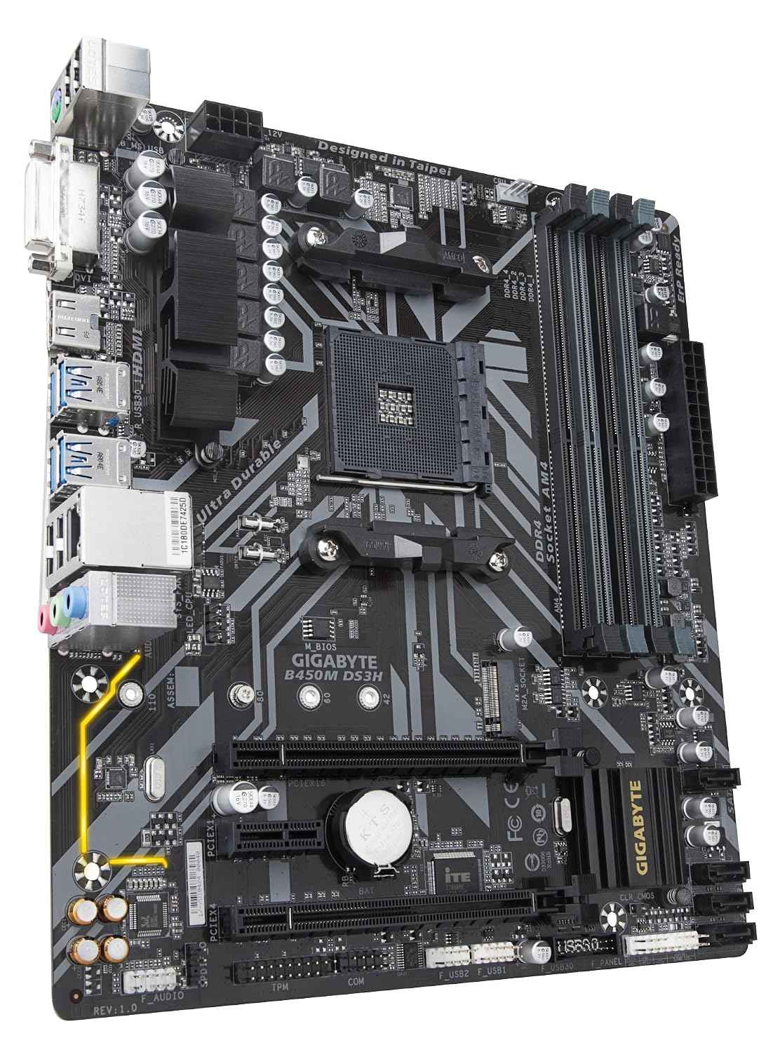 GIGABYTE B450M DS3H Ultra Durable Motherboard with Realtek GbE LAN with cFosSpeed, PCIe Gen3 x4 M.2, 7-Colors RGB LED Strips Support