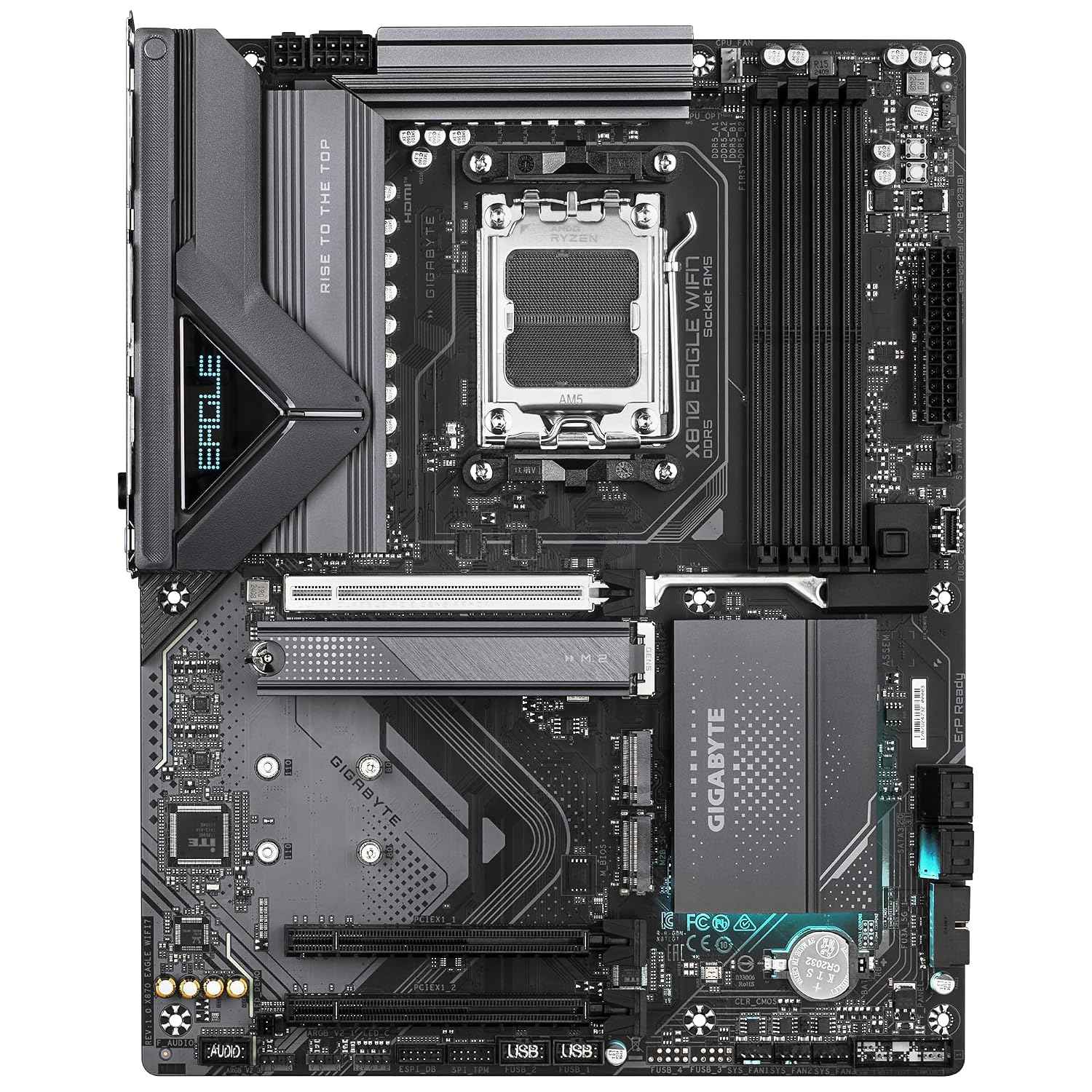 GIGABYTE X870 Eagle WIFI7 AMD AM5 Motherboard, ATX, DDR5, 4X M.2, PCIe 5.0, USB4, WIFI7, 2.5GbE LAN, EZ-Latch
