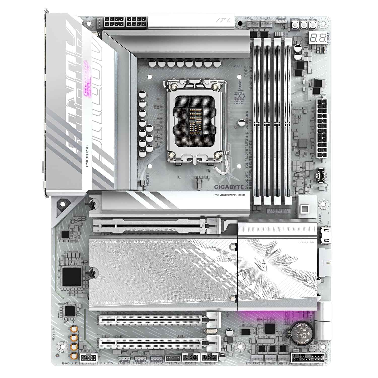 GIGABYTE B860 A Elite WF7 ICE Motherboard – Intel 13th Gen, Wi-Fi 7, PCIe 5.0, Dual M.2 Slots, Advanced Cooling, 10Gb Ethernet, Mini-ITX Form Factor