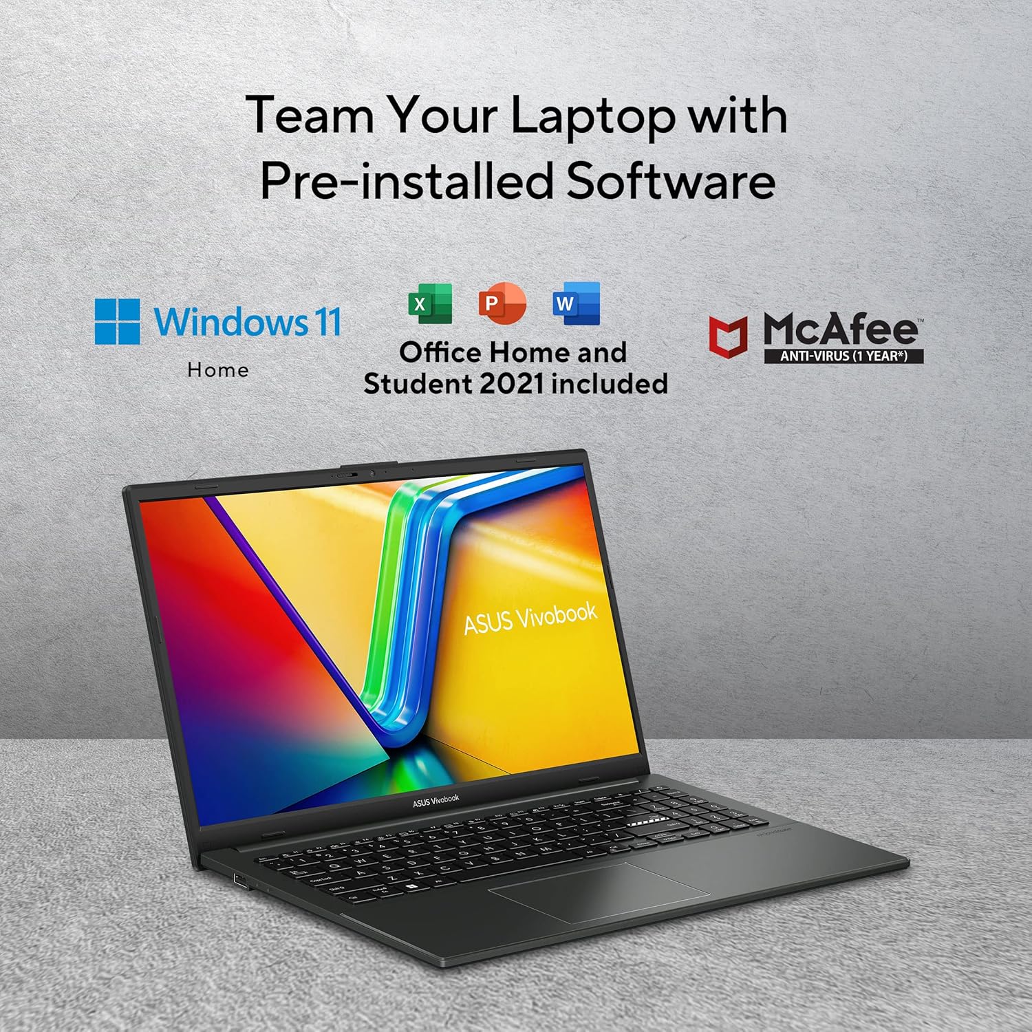 ASUS Vivobook Go 15 (2023), AMD Ryzen 5 7520U, 15.6" (39.62 cm) FHD, Thin and Light Laptop (16GB/512GB SSD/Integrated Graphics/Windows 11/Office 2021/Black/1.8 Kg), E1504FA-NJ549WS