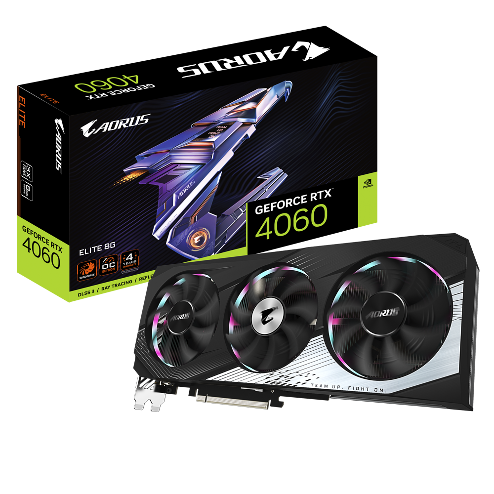 Gigabyte Aorus Geforce RTX 4060 Elite 8G Graphics Card (GV-N4060AORUS E-8GD) - Zapnet.in