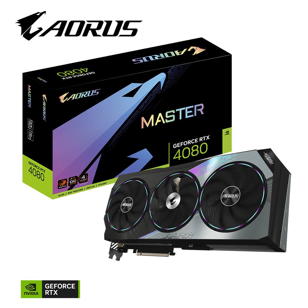 GIGABYTE AORUS GeForce RTX 4080 Master 16G Graphics Card, 3X WINDFORCE Fans, 16GB 256-bit GDDR6X, GV-N4080AORUS M-16GD Video Card