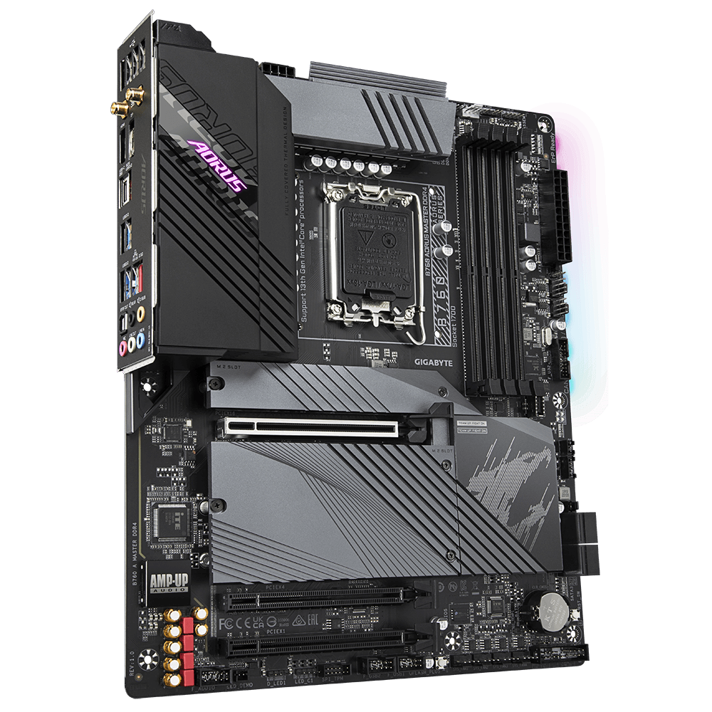 GIGABYTE B760 AORUS MASTER DDR4 Intel LGA 1700 ATX Motherboard, 4x DDR4 ~128GB, 3x PCI-E x16, 3x M.2, 4x SATA, 5x USB 3.2, 1x USB-C, 4x USB 2.0