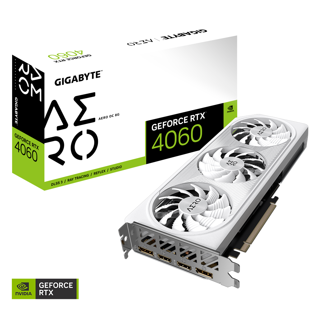 Gigabyte Geforce RTX 4060 Aero Oc 8G Graphics Card, 3X Windforce Fans, 8Gb 128-Bit Gddr6, Gv-N4060Aero Oc-8Gd Video Card - Pci_E - Zapnet.in