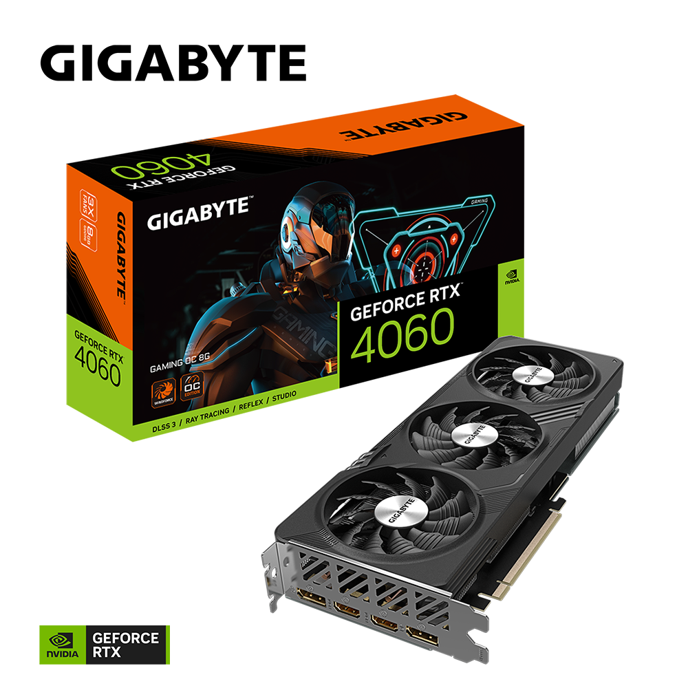 Gigabyte Ge Force RTX 4060 Gaming OC 8G Graphics Card, PCI_E 3X Wind Force Fans, 8GB 128-Bit GDDR6, GV-N4060GAMING OC-8GD Video Card - Zapnet.in