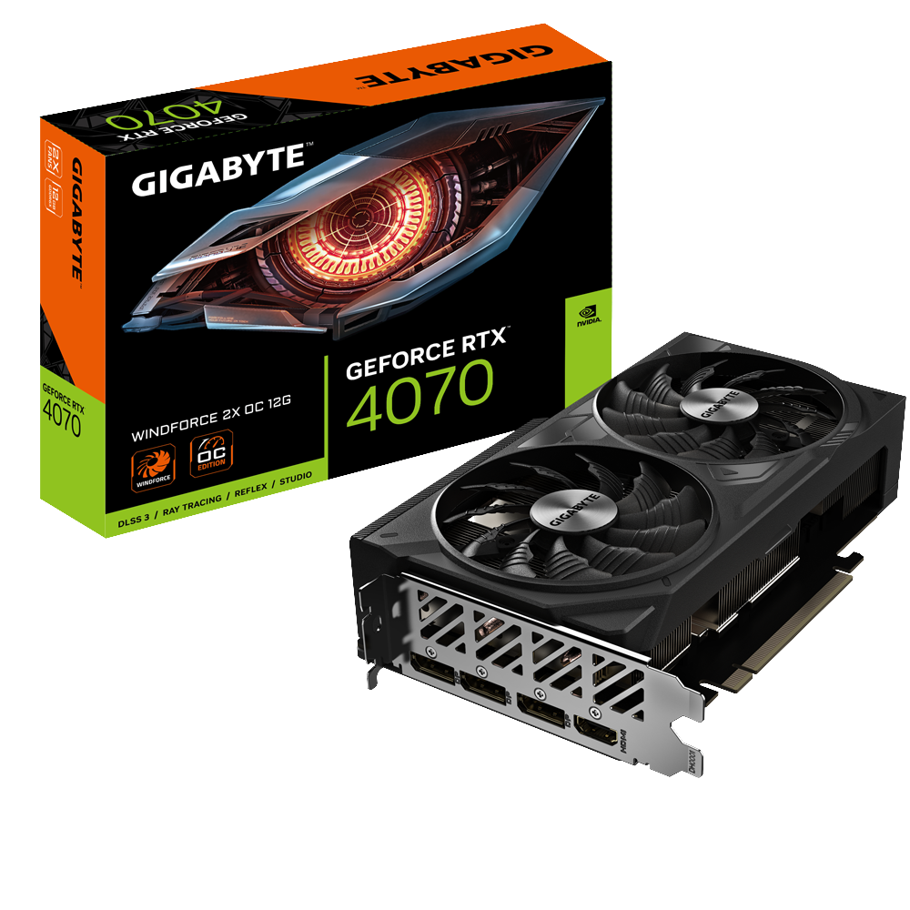 GIGABYTE Geforce RTX 4070 Windforce 2X Oc 12G Graphics Card, 2X Windforce Fans, 12Gb 192-Bit Gddr6X, Gv-N4070Wf2Oc-12Gd Video Card - Pci_E_X16 - Zapnet.in