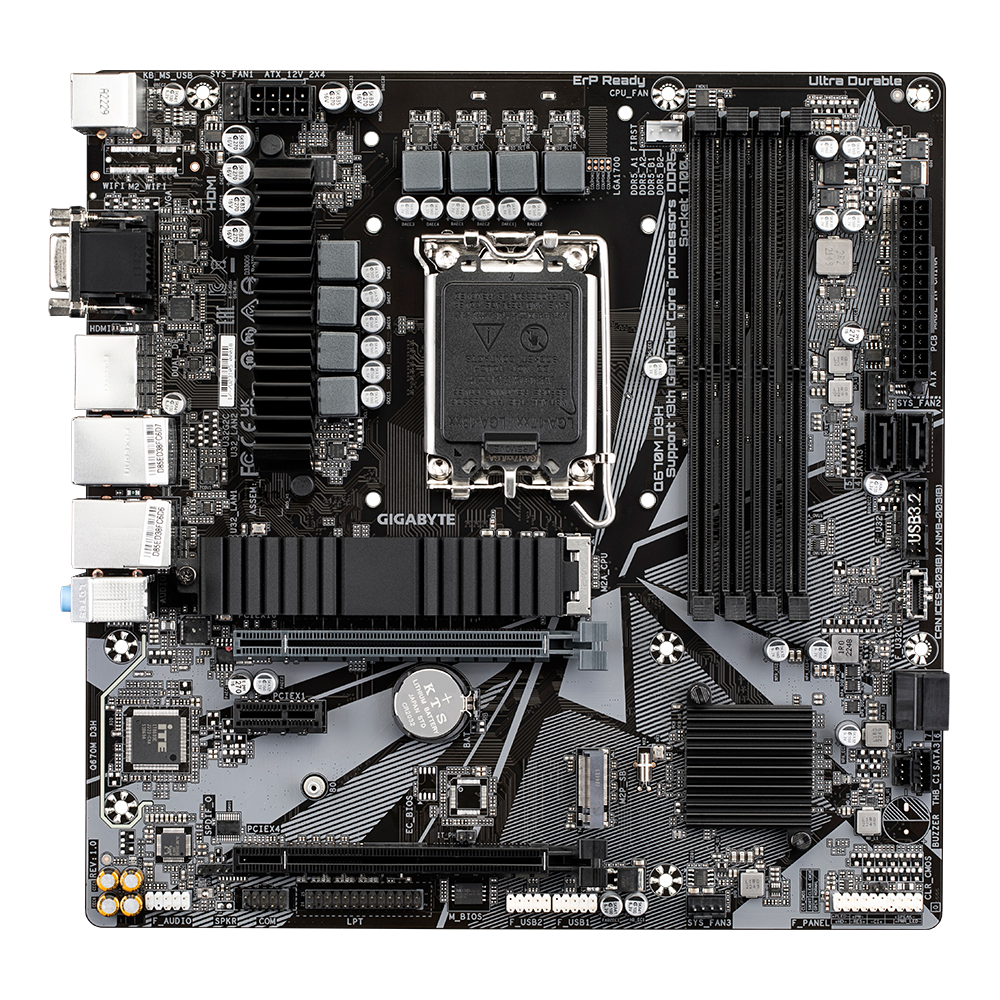 GIGABYTE Q670M D3H (LGA1700/ Intel/ Q670/ M-ATX/ DDR5/ Dual M.2/ PCIe 4/ USB 3.2 Gen2 Type-C/Intel 2.5GbE LAN/Motherboard) - Zapnet.in