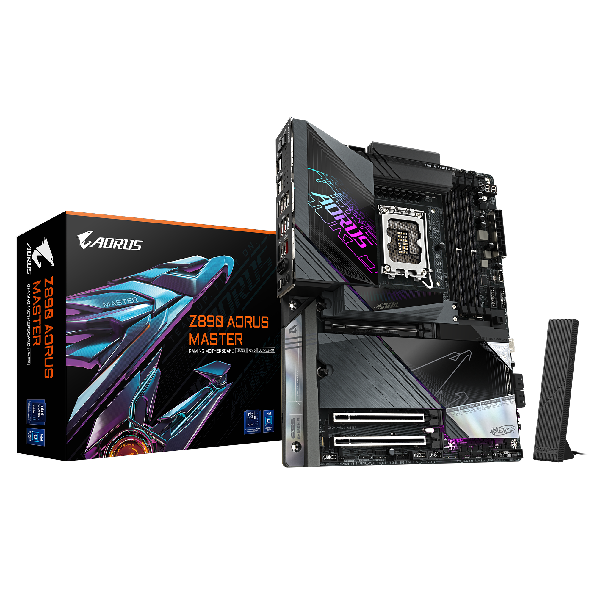 GIGABYTE Z890 AORUS Master Intel Core Ultra (Series 2) LGA 1851 Motherboard, ATX, DDR5, 5X M.2, PCIe 5.0, Thunderbolt 4, WIFI7, 10GbE LAN, EZ-Latch