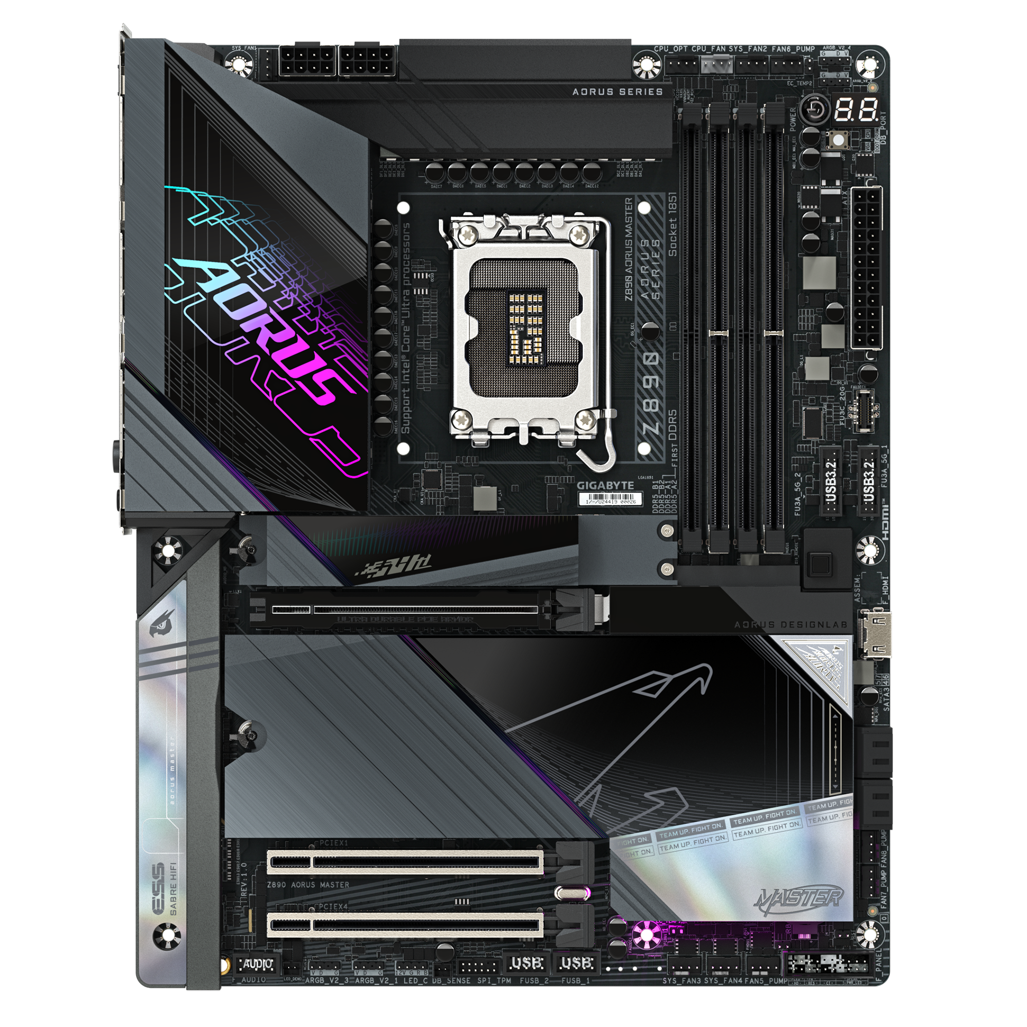 GIGABYTE Z890 AORUS Master Intel Core Ultra (Series 2) LGA 1851 Motherboard, ATX, DDR5, 5X M.2, PCIe 5.0, Thunderbolt 4, WIFI7, 10GbE LAN, EZ-Latch