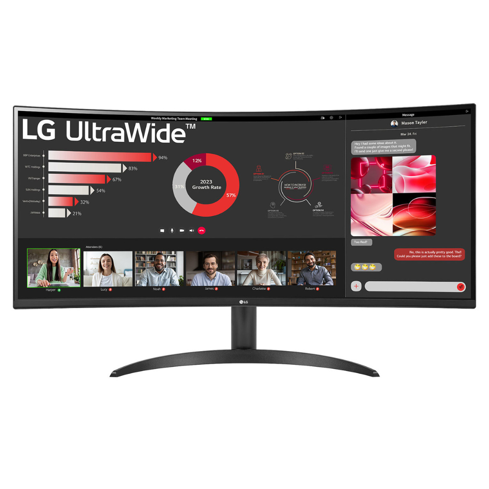 LG 34WR50QC 34 Inches 21:9 Curved Ultra Wide Monitor, WQHD(3440 x 1440 Pixels), sRGB 99%(Typ), HDR 10, Dual Controller, PBP, Flicker Safe, Smart Energy Saving, HDMI, DP, Head Phone Out, Tilt - Zapnet.in