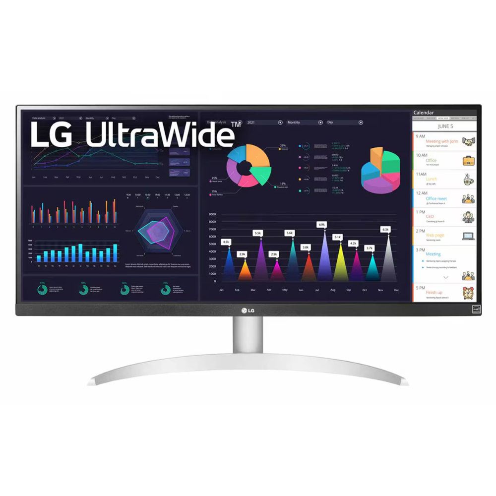 LG 29WQ600 UltraWide 29 inch (73 cm) IPS FHD, 2560x1080 Pixels, Color Calibrated, 100Hz, 7W x 2 Inbuilt Speaker, USB-C, Display Port, HDMI - Zapnet.in