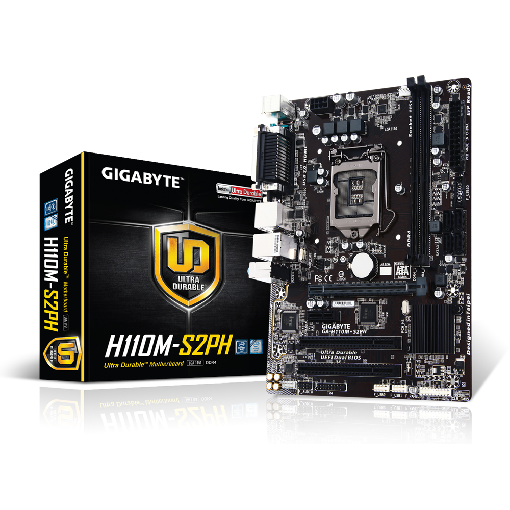 Gigabyte GA-H110M-S2PH Motherboard(Intel 6th Generation Support LGA 1151, DDR4 Up to 32 GB, USB 3.1 8-channel HD Audio, HDMI 1.4, DVI-D, D-sub) - Zapnet.in
