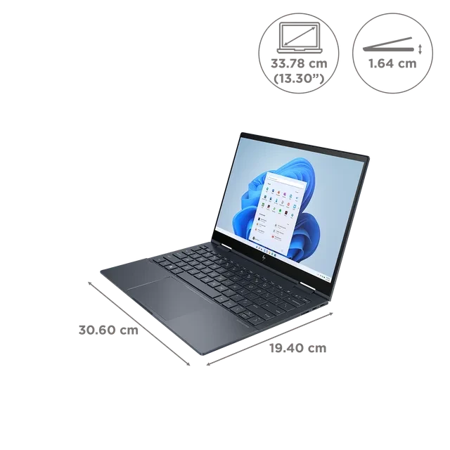 Refurbished HP Envy 13 BF0142TU Intel Core i7 12th Gen (13.3 inch, 16GB, 512GB, Windows 11 Home, MS Office 2021, Intel Iris Xe, OLED Display, Space Blue, 81B48PA)