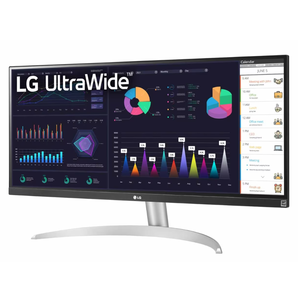 LG 29WQ600 UltraWide 29 inch (73 cm) IPS FHD, 2560x1080 Pixels, Color Calibrated, 100Hz, 7W x 2 Inbuilt Speaker, USB-C, Display Port, HDMI - Zapnet.in