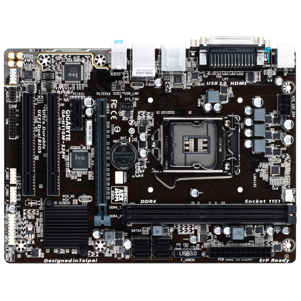 Gigabyte GA-H110M-S2PH Motherboard(Intel 6th Generation Support LGA 1151, DDR4 Up to 32 GB, USB 3.1 8-channel HD Audio, HDMI 1.4, DVI-D, D-sub) - Zapnet.in
