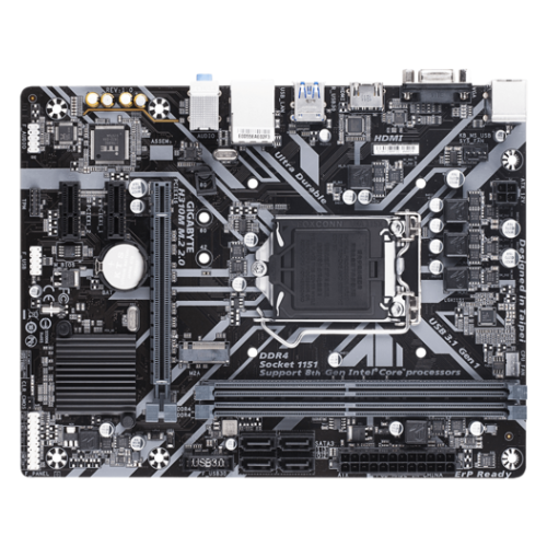 GIGABYTE H310M M.2 2.0 Ultra Durable Motherboard with 8118 Gaming LAN, PCIe Gen2 x2 M.2, HDMI 1.4, D-Sub Ports for Multiple Display - Zapnet.in