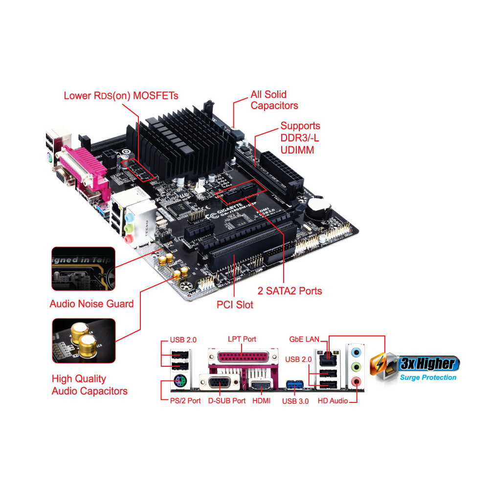 GIGABYTE GA-J1800M-D3P Micro ATX Motherboard - Zapnet.in