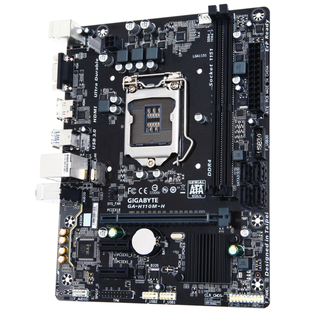 Gigabyte GA-H110M-H MicroATX Motherboard Socket LGA 115 DDR4 (6th and 7th Gen Intel Processor Support) - Zapnet.in