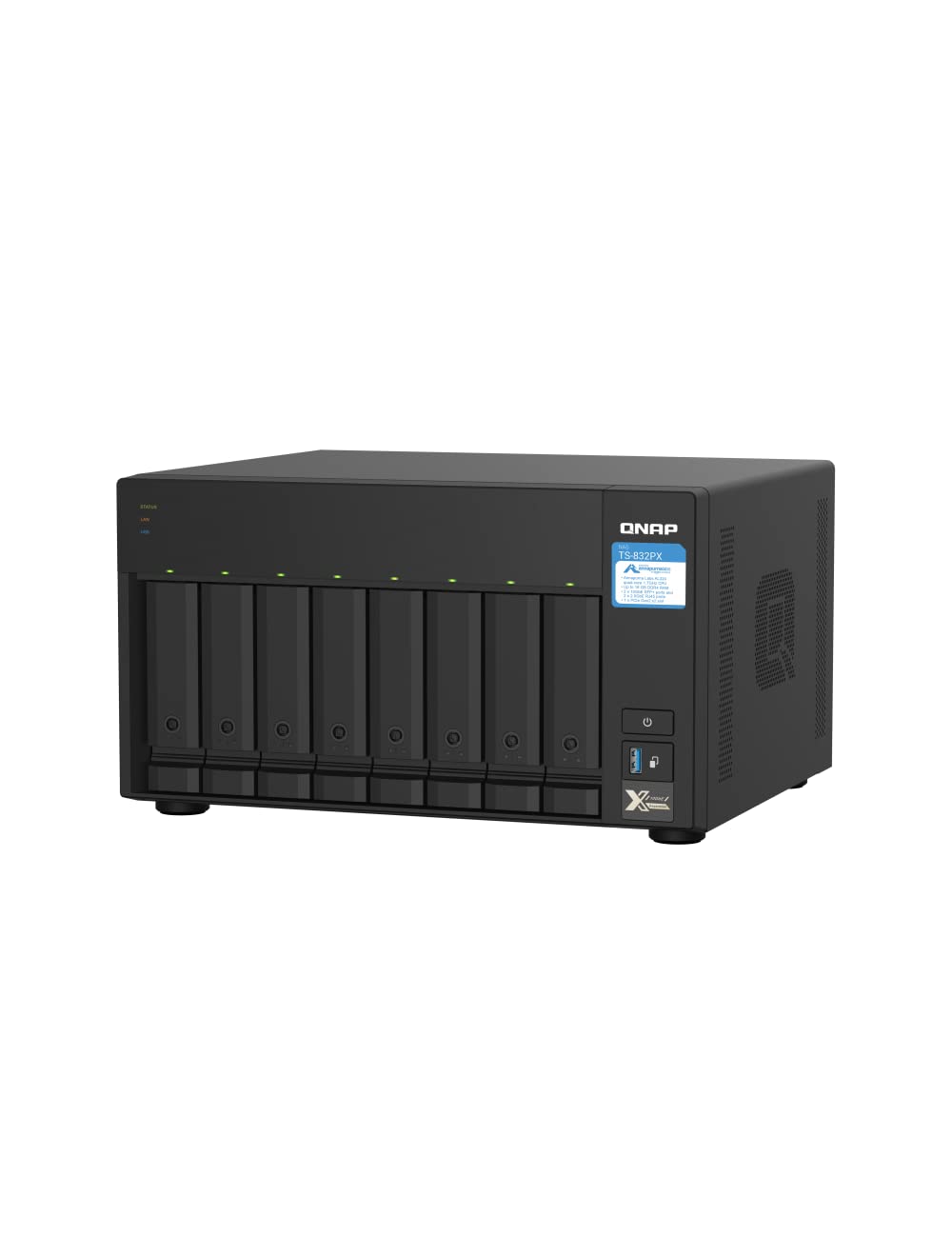 QNAP TS-832PX-4G 8 Bay Quad-core 1.7GHz, High-Capacity NAS with 10GbE SFP+ and 2.5GbE, Supports PCIe Expansion for M.2 SSDs to Accelerate Applications