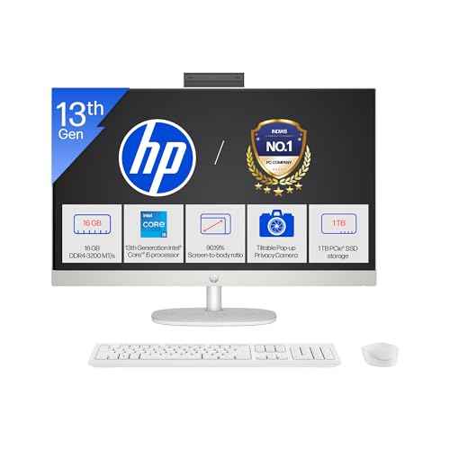 HP AIO 27" (Intel Core i5-1334U (13th Gen), 8GB DDR4 RAM, 512GB SSD, 27" Antiglare IPS FHD, Shell White)