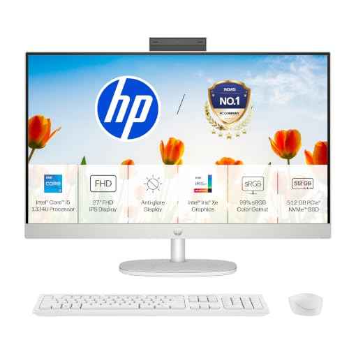 HP AIO 27" (Intel Core i5-1334U (13th Gen), 8GB DDR4 RAM, 512GB SSD, 27" Antiglare IPS FHD, Shell White)