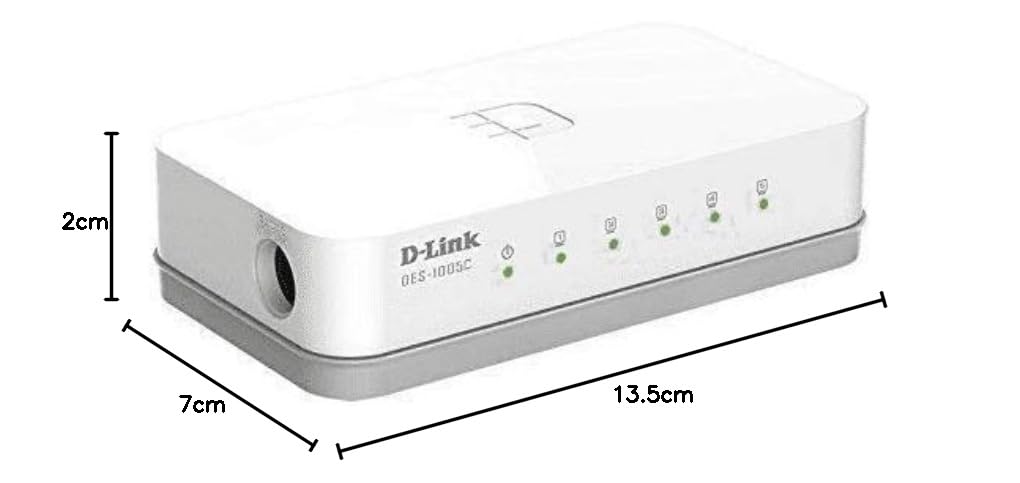 D-Link DES-1005C 5-Port 10/100 Mbps Unmanaged Switch, white