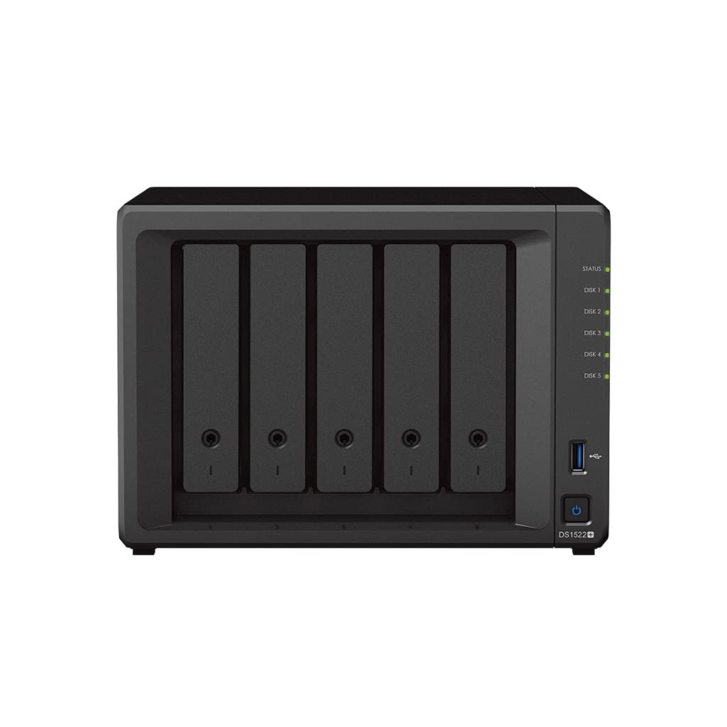 Synology DS1522+ 5-Bay Desktop NAS Solution 5x3,5/2,5" SATA HDD/SSD, 2X M.2 2280 NVMe SSD, 8GB RAM