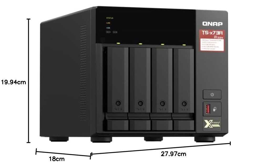 QNAP TS-473A-8G 4 Bay High-Speed Desktop NAS with AMD Ryzen 4-core CPU, 8GB DDR4 Memory and 2.5GbE