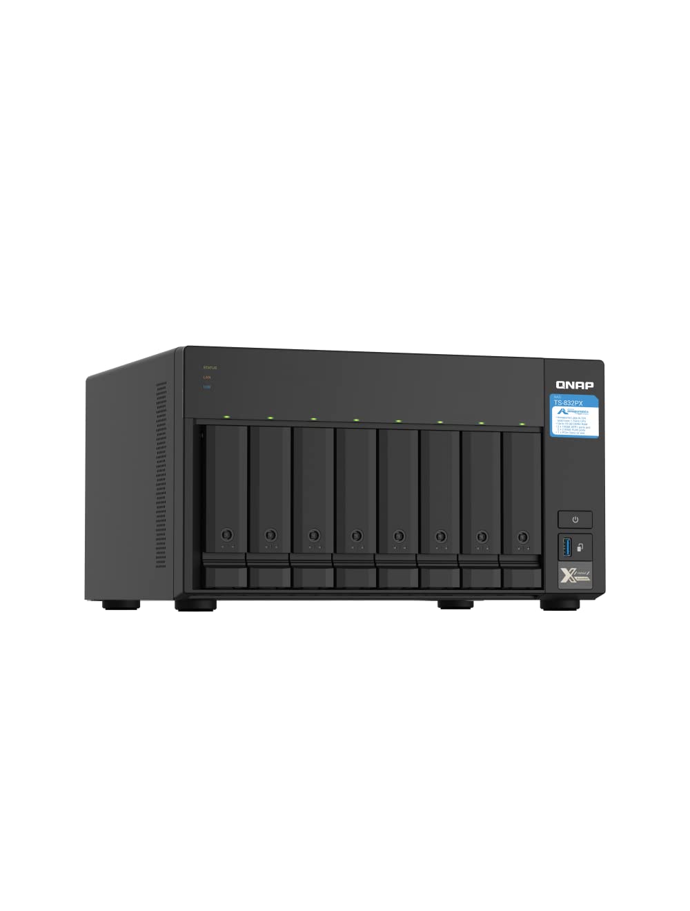 QNAP TS-832PX-4G 8 Bay Quad-core 1.7GHz, High-Capacity NAS with 10GbE SFP+ and 2.5GbE, Supports PCIe Expansion for M.2 SSDs to Accelerate Applications