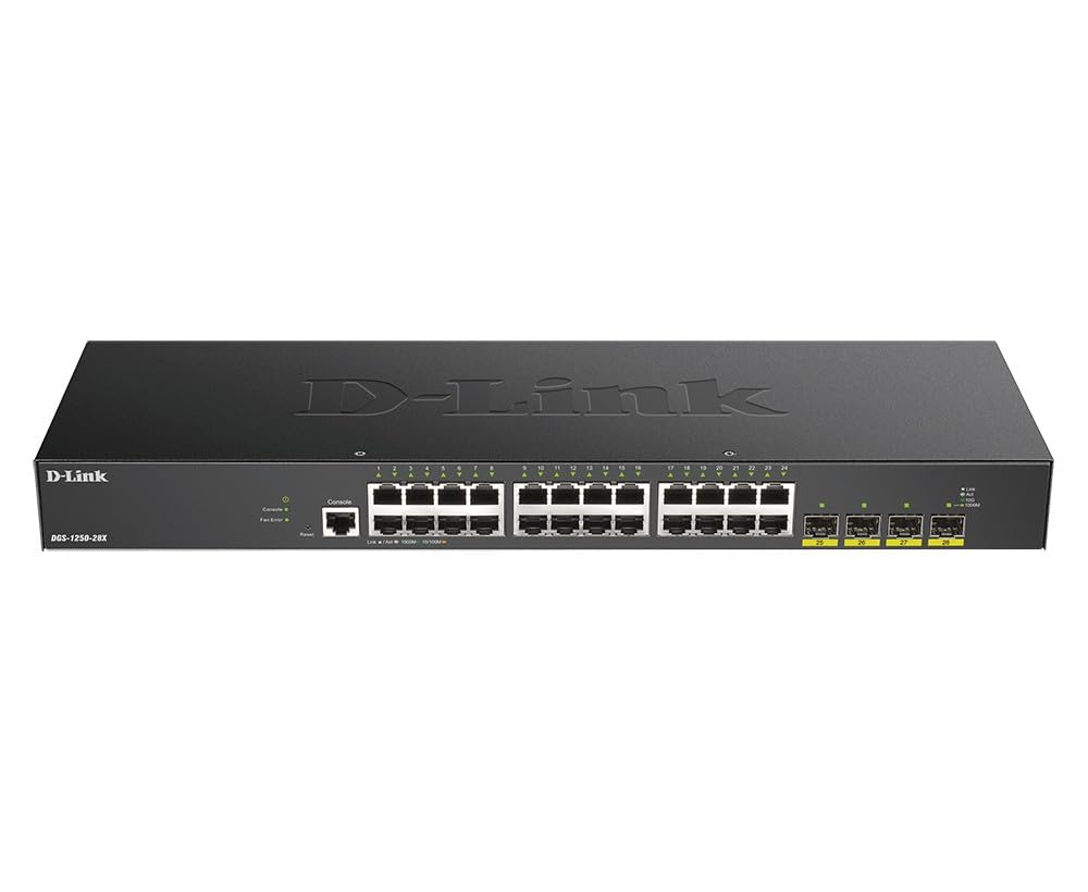 D-Link DGS-1250-28X 28 Port Smart Managed Gigabit Layer 2 Switch with 4 Ports 10G SFP+ Ports