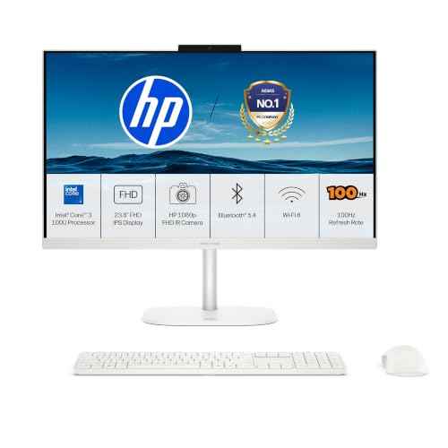HP AIO 24" (Intel Core i5-120U, 8GB DDR5 RAM, 512GB SSD, 24" FHD Antiglare IPS, Cotton White)