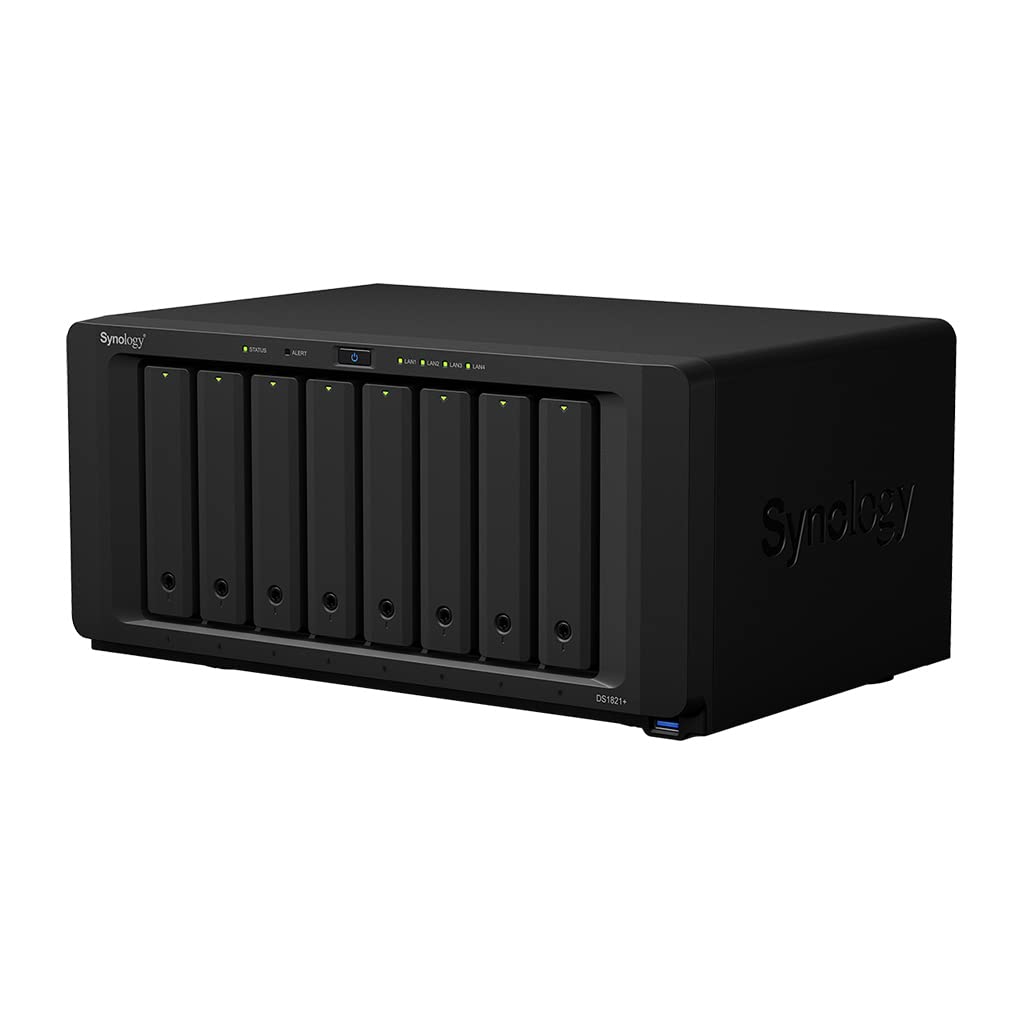 Synology DS1821+ 8-Bay Diskstation NAS (AMD Ryzen V1500B Quad-Core 2,2 GHz 4 GB DDR4 ECC SODIMM 4 x 1 GbE RJ-45 LAN-Port) 64TB Bundle with 8X 8TB Seagate IronWolf
