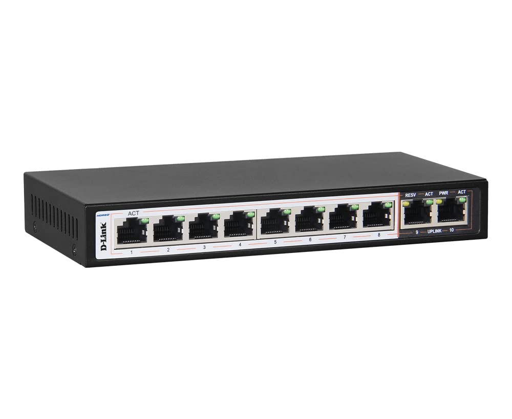 D-Link 8+2 Port Unmanaged PoE Switch | DES-F1010P-E 8+2 100Mbps 250m PoE Switch in Offers