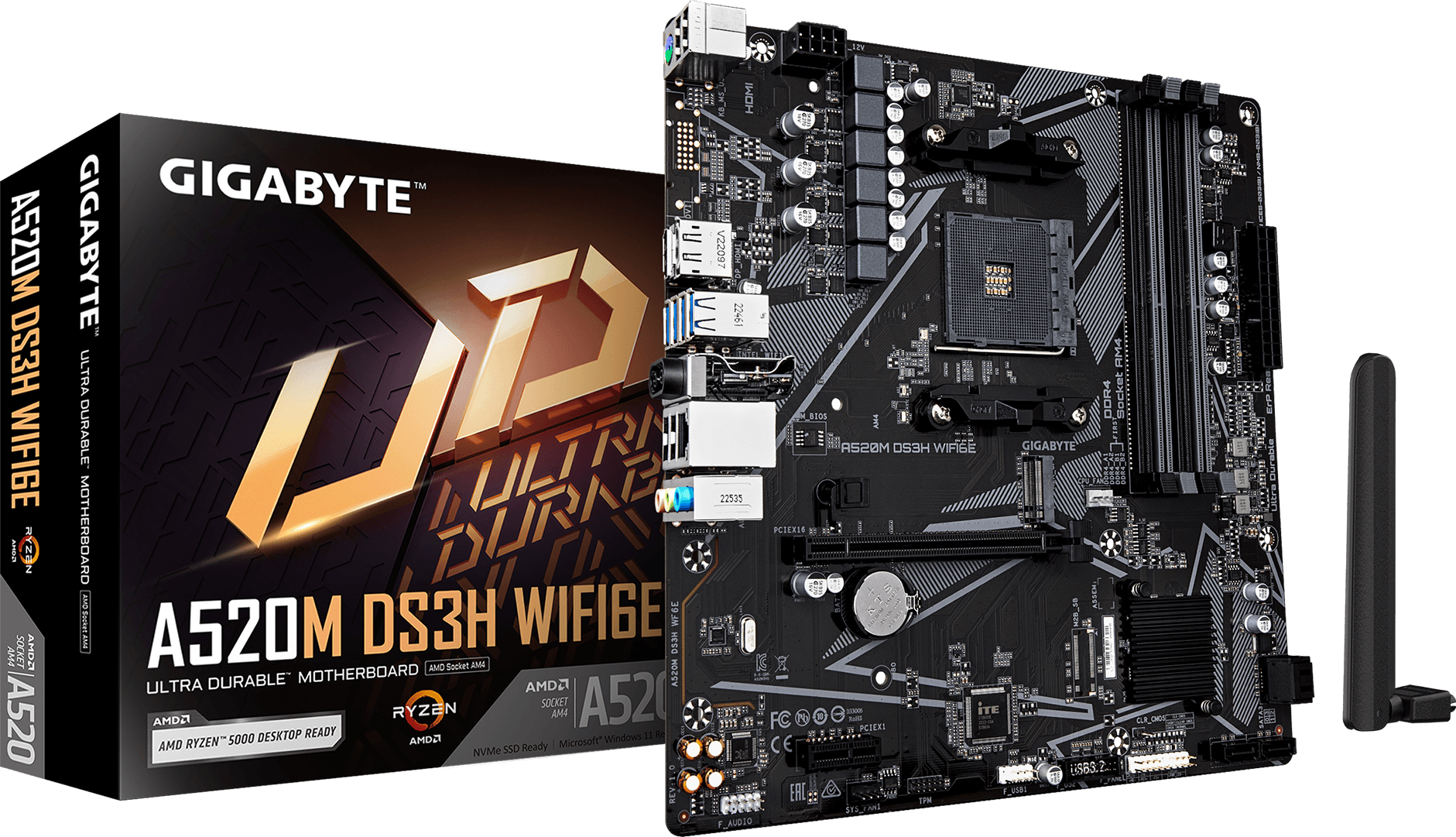 GIGABYTE A520M DS3H WIFI6E AM4 Micro ATX Motherboard