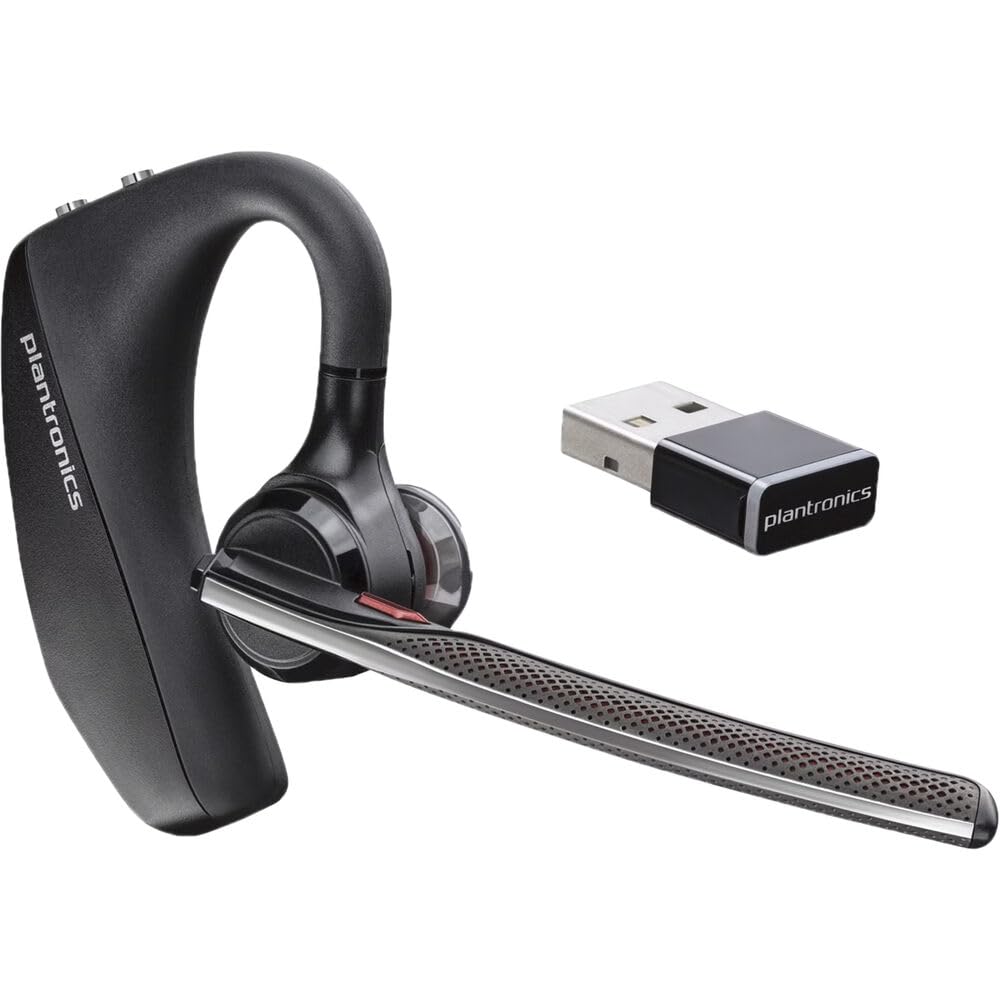 Poly Voyager 5200 UC Bluetooth Headset (7K2F3AA) Bundle Including: Goby Labs Headphone Cleaner, Fiber Cloth, Small, Medium, Large Ear Tips, Charging Case, Charging Cable