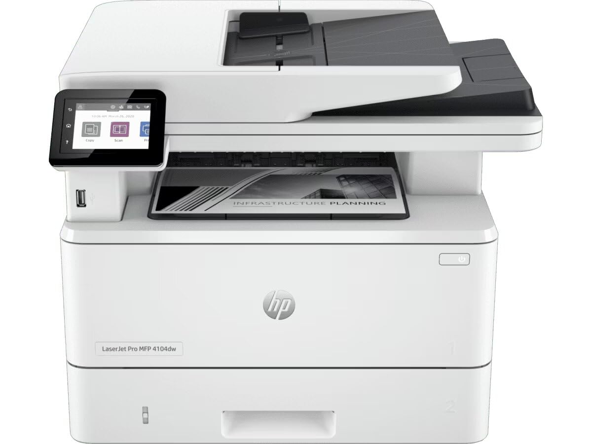 HP Monochrome, Colour Wireless Laser Printers jet Pro Mfp 4104Dw, 42 Ppm A4 Mfp With Wifi, White