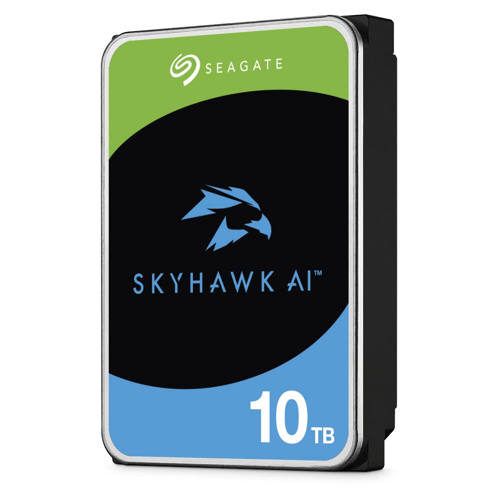 Seagate Skyhawk AI 10 TB Video Internal Hard Drive HDD – 3.5 Inch SATA 6 Gb/s 256 MB Cache for DVR NVR Security Camera System with 3-Years Data Recovery Services (ST10000VE001)