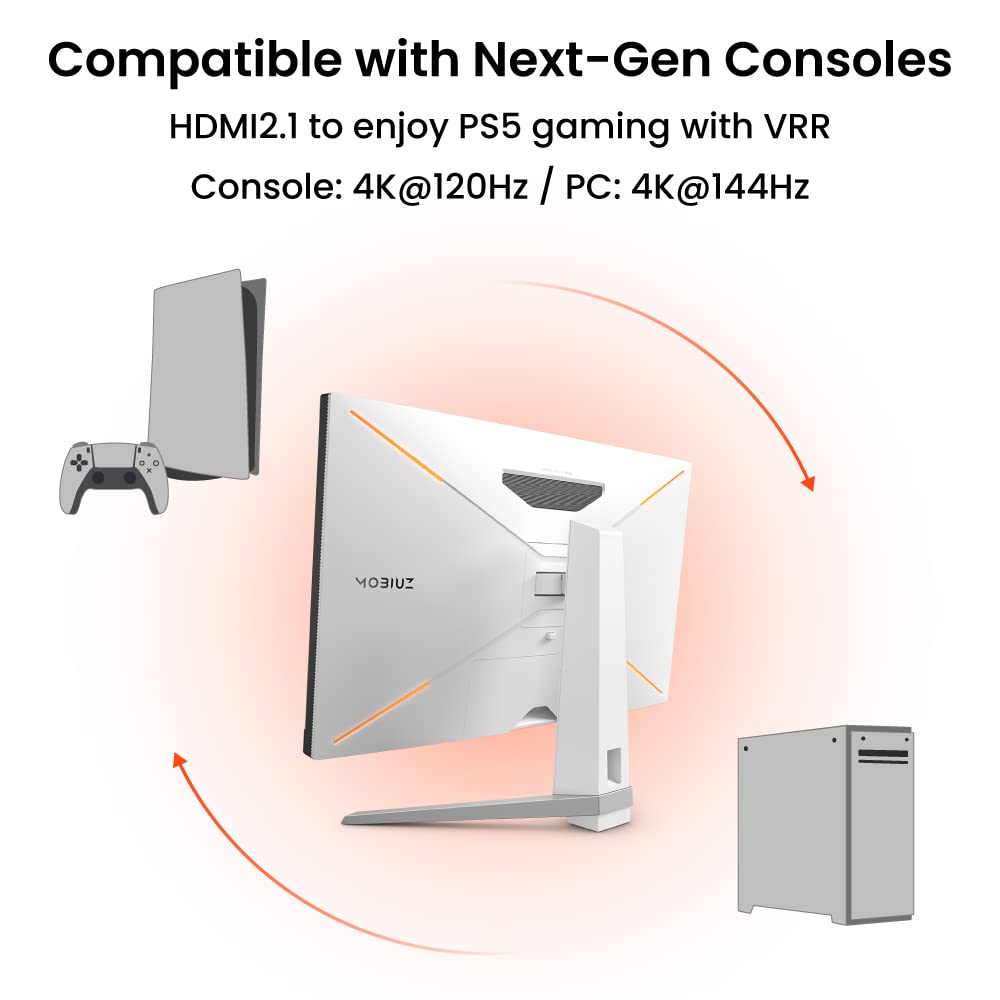 BenQ MOBIUZ EX3210U 32" 4K UHD IPS Gaming Monitor| 144Hz| 1ms MPRT| PS5 Compatible| FreeSync Premium Pro| HDMI 2.1| 98% DCI-P3| treVolo Speakers (2W x 2)| VESA DisplayHDR600|DP|USB Hub| Remote (White)