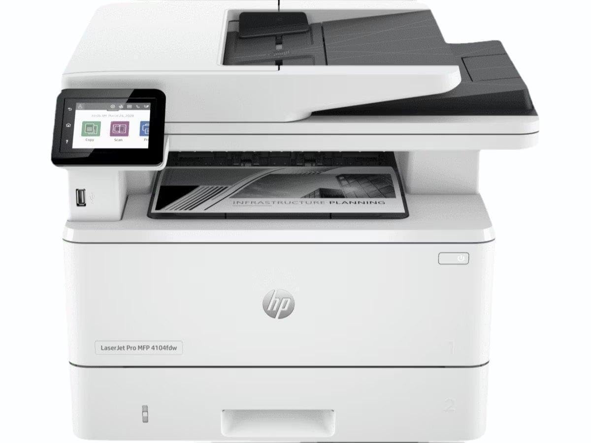 Hp Laserjet Pro MFP 4104fdw, A4 मोनोक्रोम प्रिंटर, प्रिंट/कॉपी/स्कैन/फैक्स, 42 ppm, वाई-फाई, टचस्क्रीन