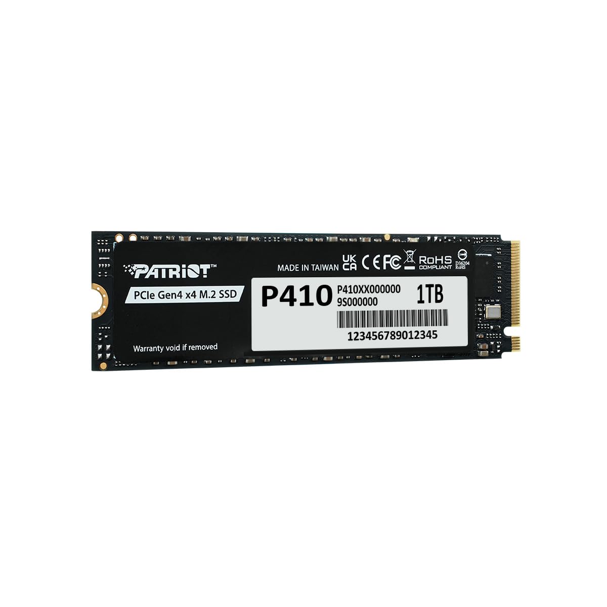 Patriot P410 1TB Internal SSD - NVMe PCIe Gen 4x4 - M.2 2280 - Sequential Read: Up to 5,000MB/s and Sequential Write: Up to 4,500MB/s - Compatible with PS5 - Solid State Drive - P410P1TBM28H