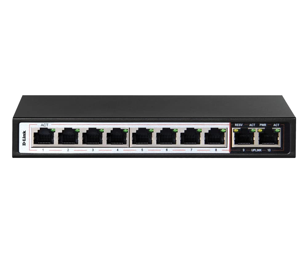 D-Link 8+2 Port Unmanaged PoE Switch | DES-F1010P-E 8+2 100Mbps 250m PoE Switch in Offers