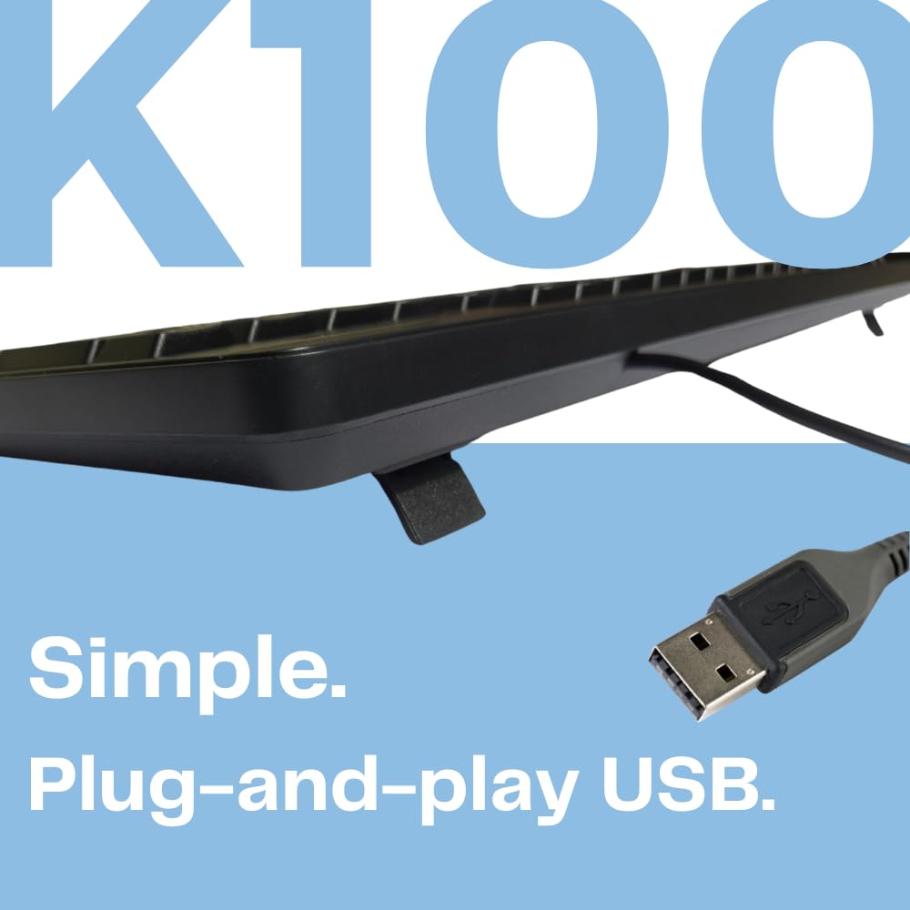 (Refurbished) HP K100 Wired Keyboard, Quick, Comfy and Accurate, USB Plug & Play Setup,LED Indicators(7J4G1AA)