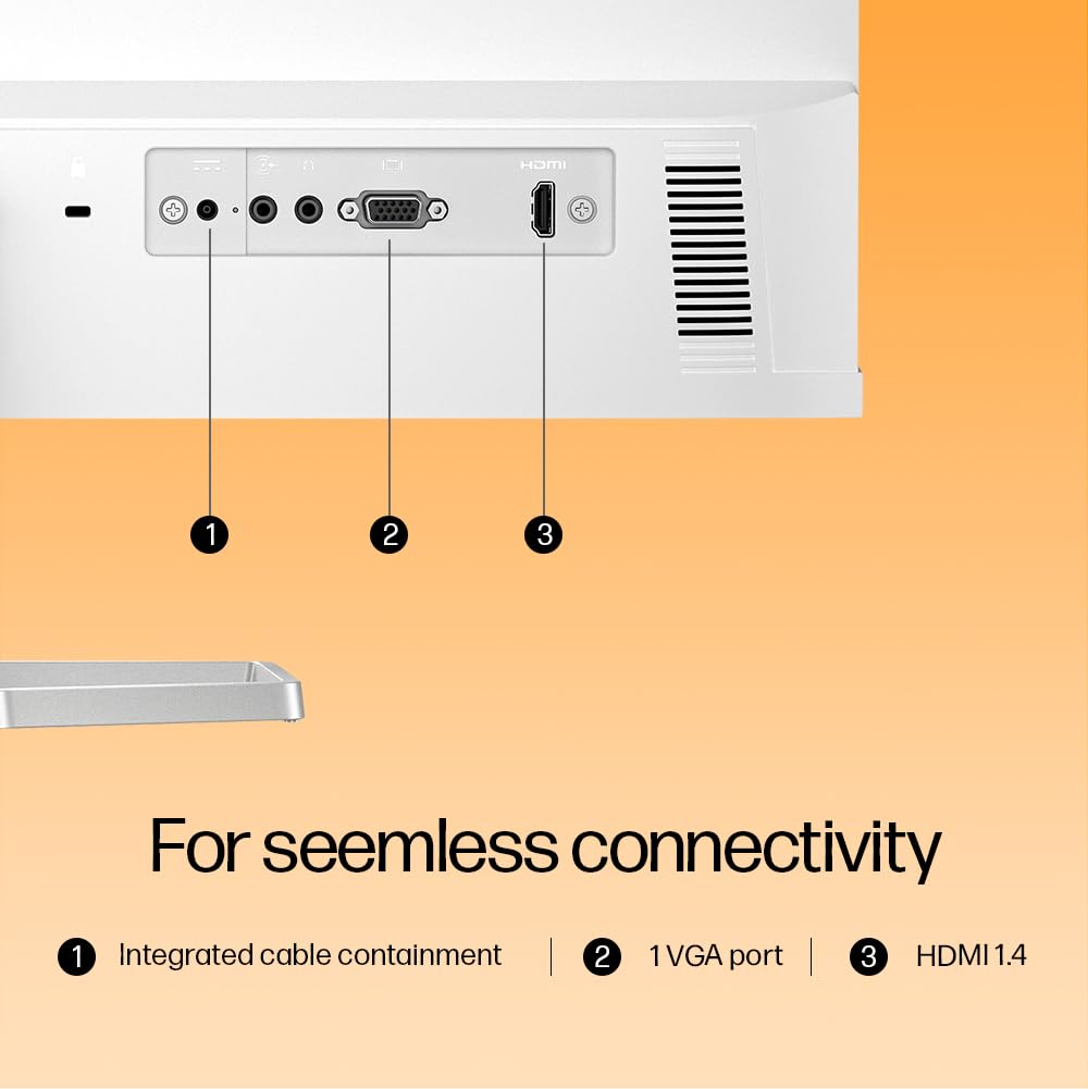 HP Series 5 23.8 inch FHD Monitor with Speakers - 524sa, 23.8inch(60.5cm),FHD(1920 x 1080),300 nits,Integrated Speakers, Eys Ease,Anti-Glare,2.58kg