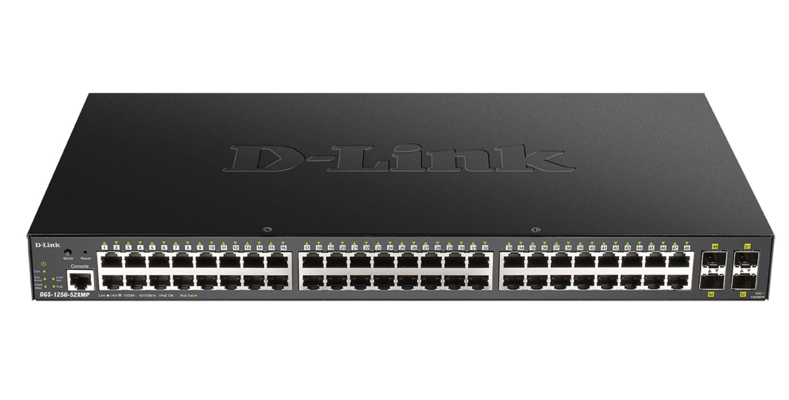 D-Link 52-Port Gigabit Smart Managed Switch | 48 Gigabit Ports + 4 10G SFP+ Ports| L2+/L3 Lite |VLANs |Web Managed |Surveillance Mode | Rackmount | NDAA Compliant (DGS-1250-52X-6KV)