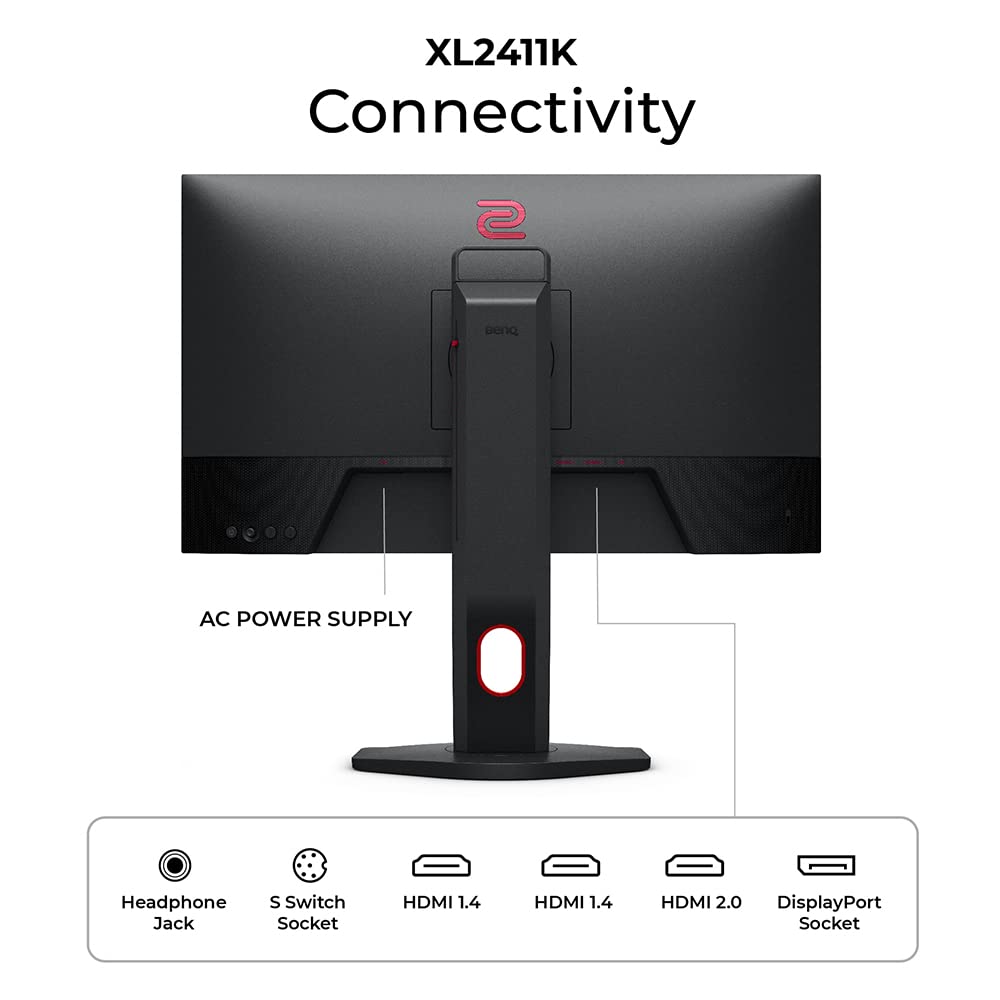 BenQ ZOWIE XL2411K 24"(61cm)Premium Esports Grade TN Panel Monitor with Height Adjustment-Full HD,144Hz, 1ms,320nits,DyAc,Black eQualizer,Color Vibrance,XL Setting to Share,HDMI,DP,Matte Finish(Gray)