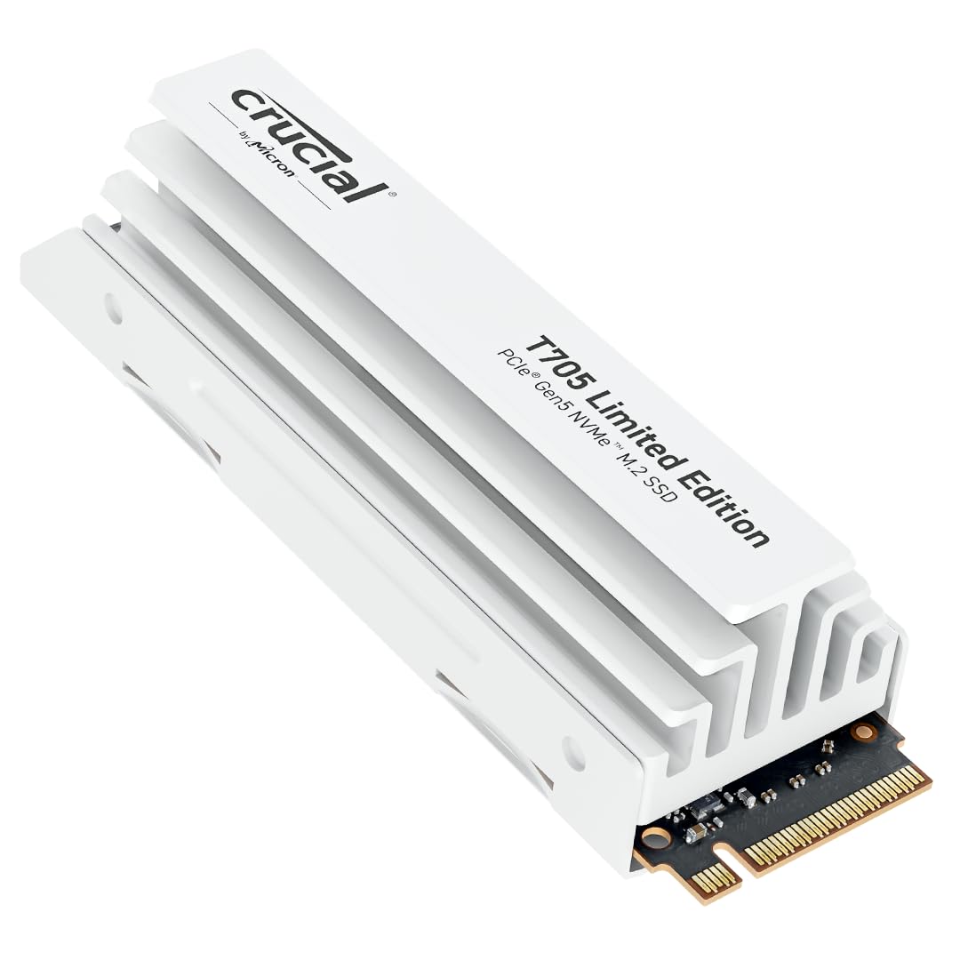 Crucial® T705 1TB PCIe Gen5 NVMe M.2 SSD with heatsink