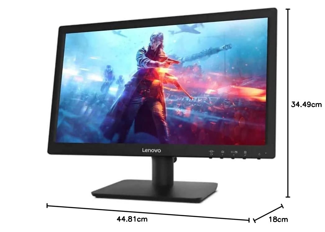 Lenovo - D19-10, 18.5 Inch (46.99 Cm) 1366 X 768 Pixels Led Hd Monitor, Tn Panel, (5Ms Response Time - 200 Nits Brightness Hdmi and Vga Port - Hdmi Cable Included - 72% Color Gamut) (Raven Black)